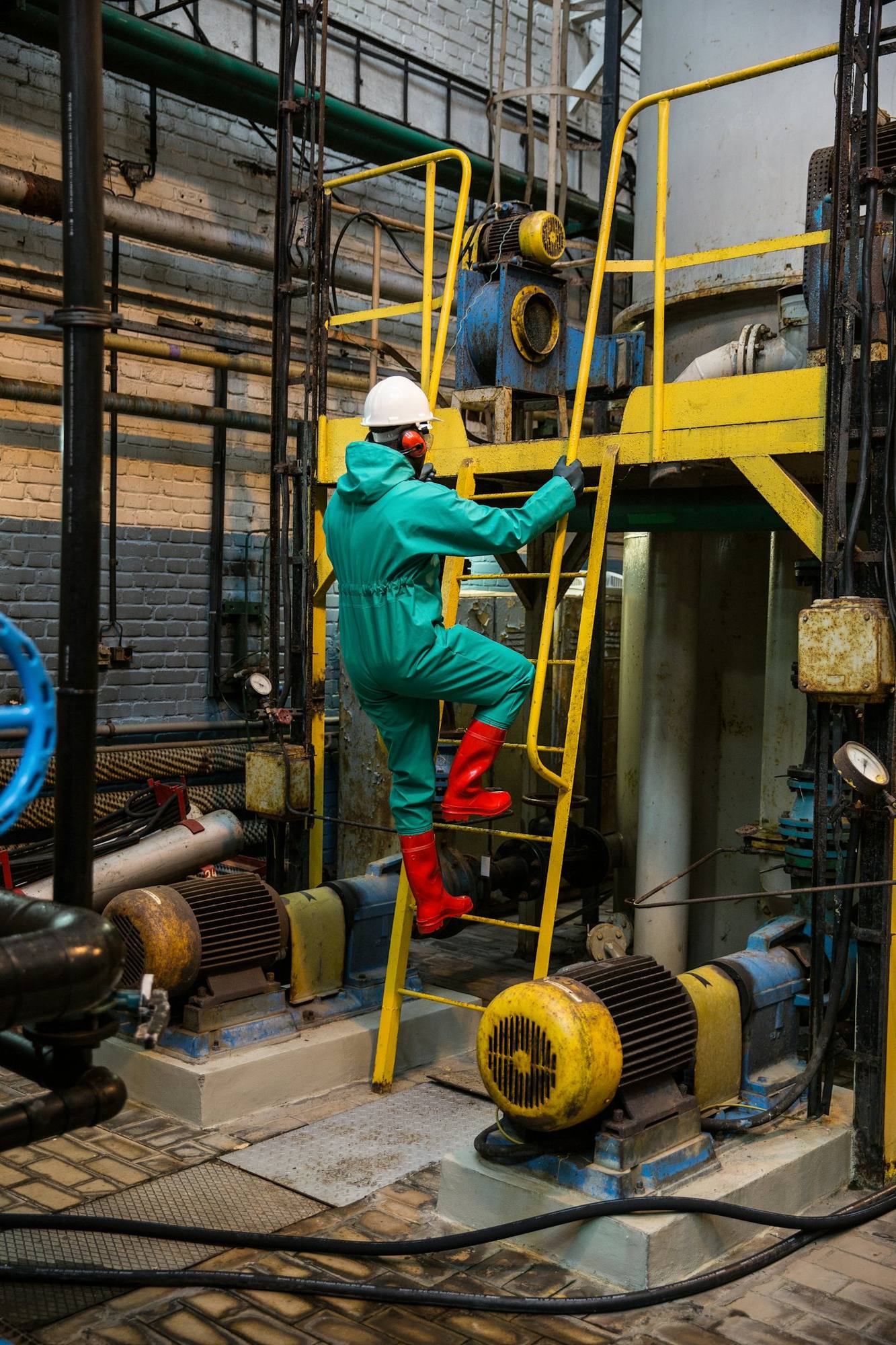 Technician working on industrial equipment